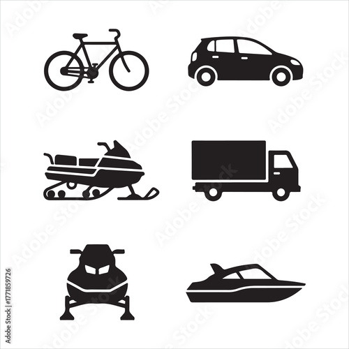 Wallpaper Mural Transportation icons set vector with cars buses trucks trains planes and boats Torontodigital.ca