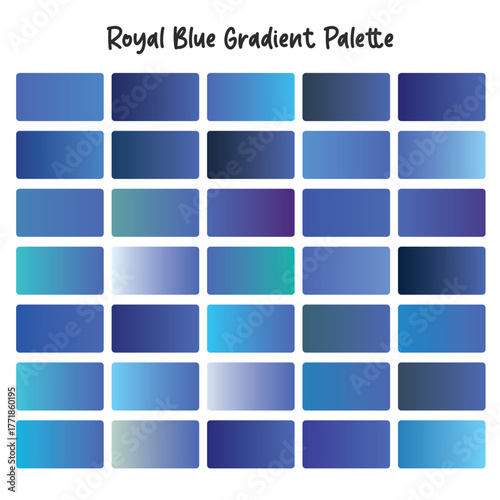 Royal Blue Gradient Color Swatches Palette Vector Set