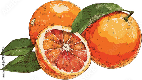 Vibrant Fresh Orange Fruit Design with Sweet Dessert Vector Illustration
