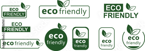 Eco Friendly Label Set – Green Sustainable Badges and Organic Product Logos for Branding and Packaging