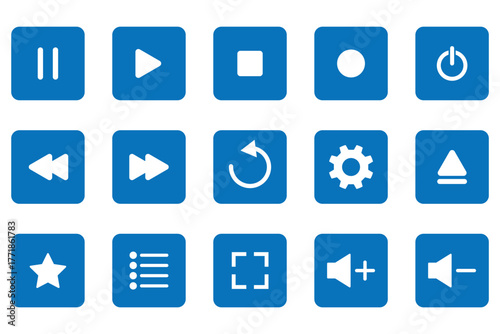 Media player icon set, video and audio interface buttons. player button set. media control icons .