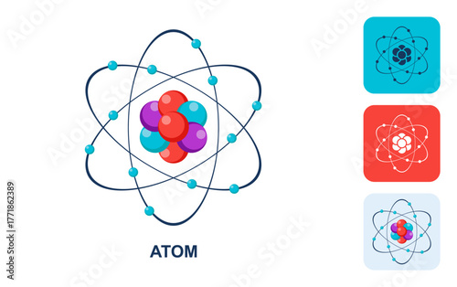 Atomic Physics Science Graphic Icon Multi Style Vector Illustration. electron, element, innovative, conceptual, graphic, science