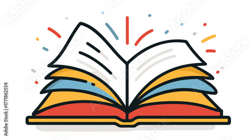 Open Book Novel Icon for Children's Book Day Concept