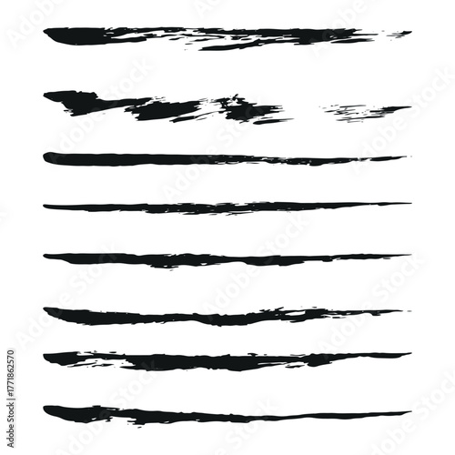 Grunge Black Brush Stroke Set – Bold Ink Texture Collection for Artistic Design, Painting, Posters, and Creative Background Elements