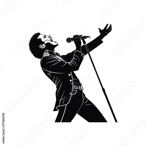 Singer Silhouette Vector on White Background