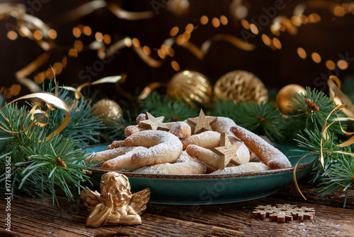 Vanillekipferl Traditional Homemade Austrian German Christmas Vanilla Crescent Cookies