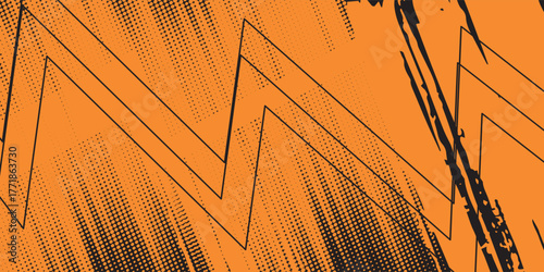 orange and black brush Car sticker wrap pattern banner abstract sporty lines. illustration eps 10.