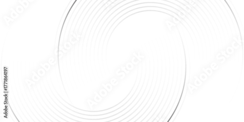 Grey abstract background with white circle lines. Geometric stripe line art design. Minimal lines pattern. Modern futuristic concept. Horizontal banner template. Suit for poster, cover, banner