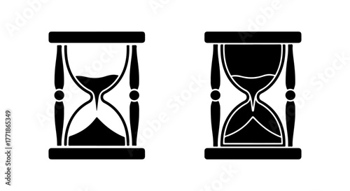 Two hourglasses showing different stages of time passing