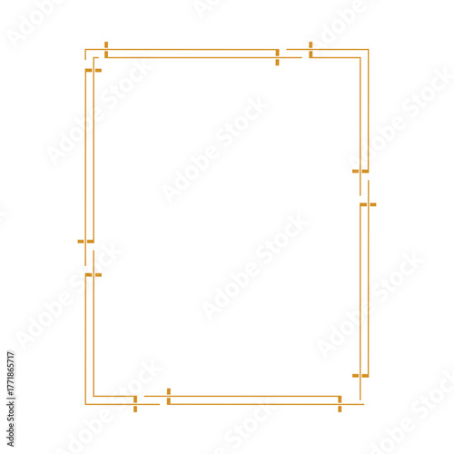 Golden Dashed Square Frame with Corner Accents Vector Illustration

