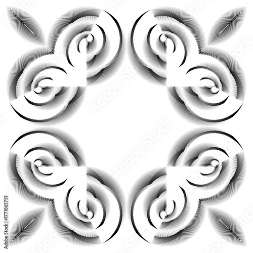 op art creative pattern, ornament, abstract floral background, vector decorative element