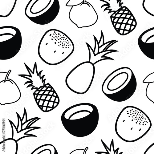 seamless pattern with fruits and berries