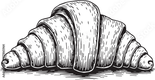  Fresh Baked Croissant Pastry Illustration for Breakfast Cafe Bakery Food Art and Culinary Design