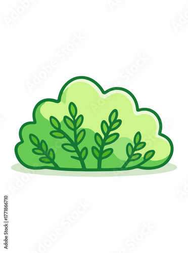 Simple green cartoon bush illustration isolated on a clean white background. SVG Vector Illustrations