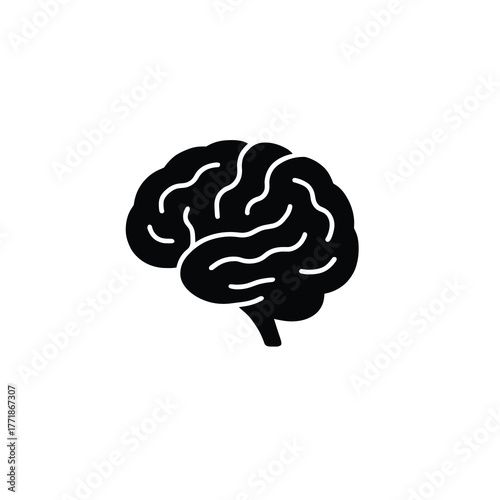 Human brain minimal vector silhouette black design isolated on white-01.eps