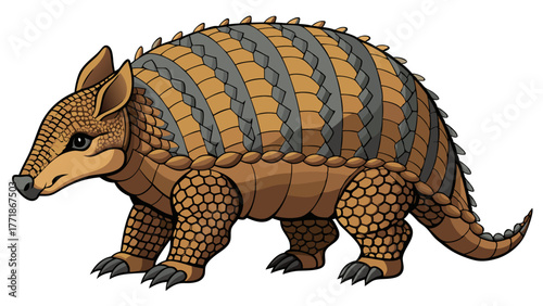 Threebanded armadillo walking on a