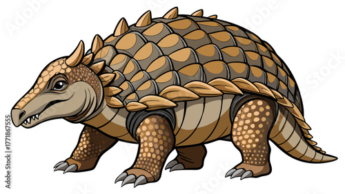 Ankylosaurus dinosaur walking on a