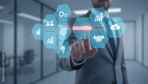 technology-driven employee onboarding and business development concept