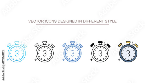 Countdown icon set with different style