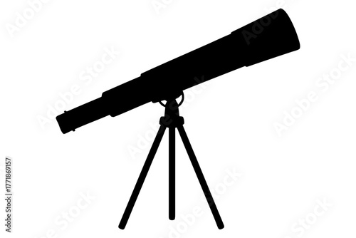 Telescope black icon, telescope silhouette art