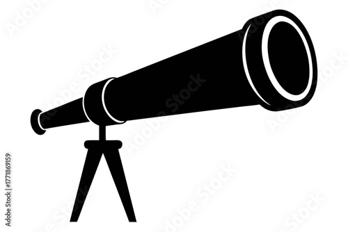 Telescope black icon, telescope silhouette art