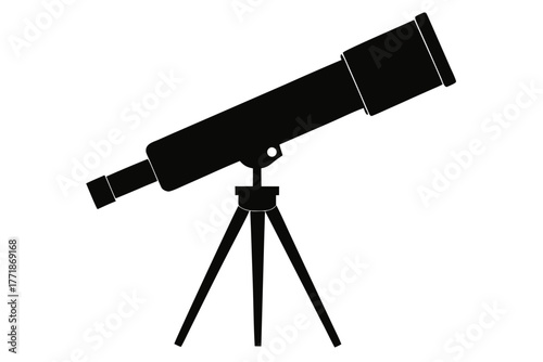 Telescope black icon, telescope silhouette art