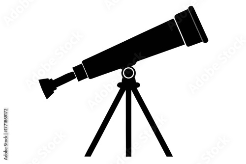 Telescope black icon, telescope silhouette art