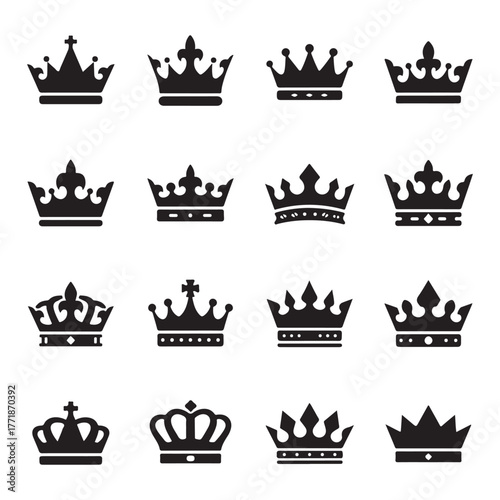 Royal crown set vector illustration