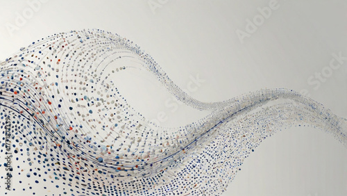 A mesmerizing abstract wave of tiny spheres gracefully flowing across a soft, neutral backdrop, creating a dynamic and visually captivating composition that evokes a sense of movement and fluidity