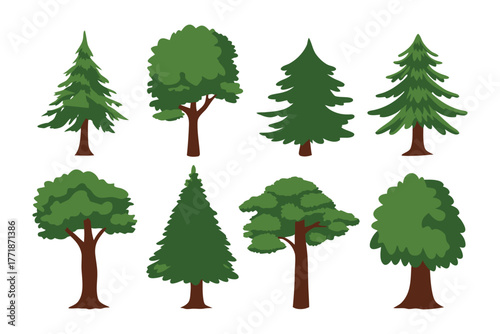 Diverse Tree Collection: A vibrant array of trees, each showcasing unique shapes and foliage, represents the beauty and diversity of nature's arboreal wonders.