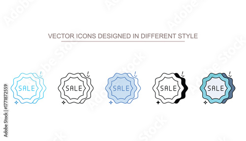 Sale icon set with different style