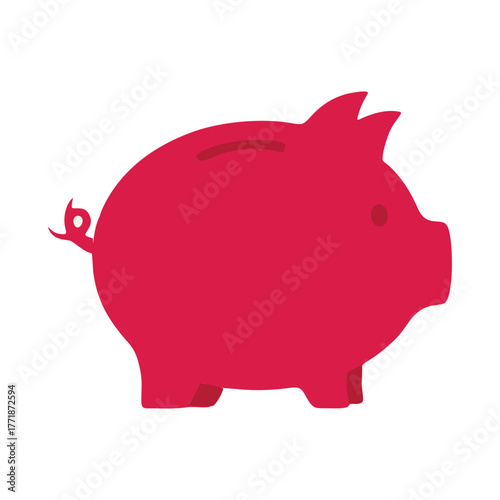 vector piggy bank with red ribbon