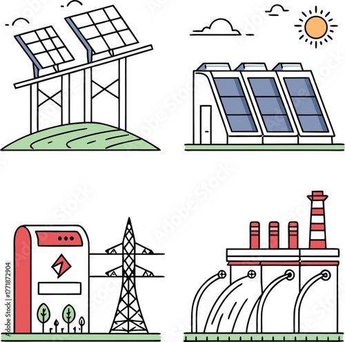 Solar hydro geothermal industrial power panels farm