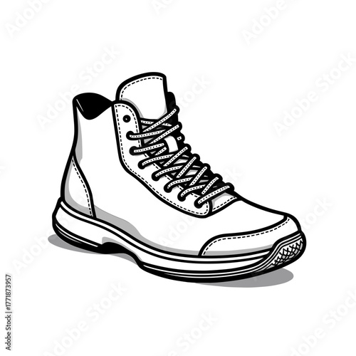 White athletic sneaker with laces in a minimalist style  