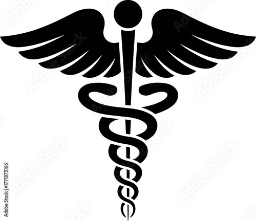 The Caduceus symbol represents the medical profession and healthcare services.