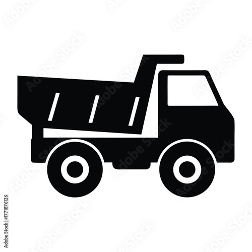 Dump truck construction vehicle heavy equipment transportation tipper truck lorry icon vector art