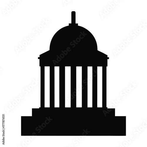 Silhouette of government building capitol building legislative building state capitol icon
