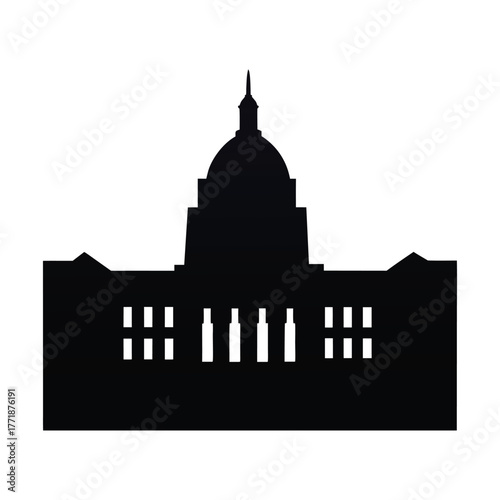 Capitol building silhouette vector illustration for government architecture and landmark design use