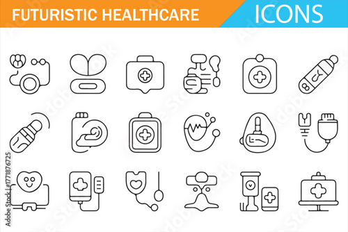 Robotic Surgery and DNA Research Modern Icon Set