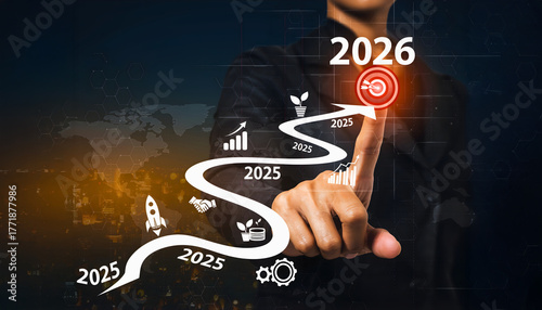 Business Strategy Roadmap 2026: Concept for Growth, Planning, and Success Goal.