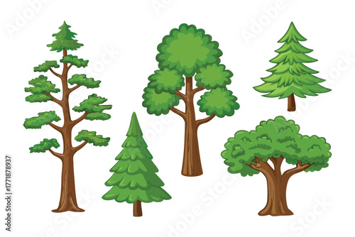 Diverse Tree Collection: A vibrant assortment of unique tree species, each with distinct features and textures, showcases the diversity of nature's botanical wonders.