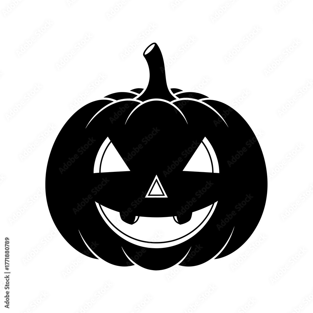 Fototapeta premium Happy halloween jack o lantern silhouette isolated on white background