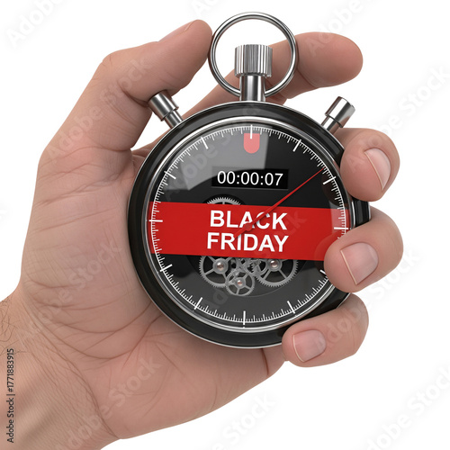Black Friday Countdown Stopwatch in Hand for Limited Time Offers