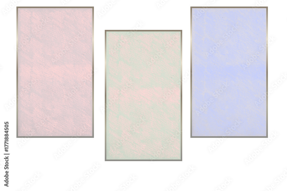 Fototapeta premium Three pastel rectangle panels isolated on transparent background, perfect for design