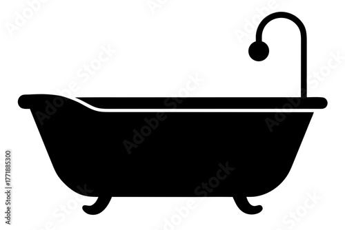 Bathtub black icon, baby bathtub silhouette art