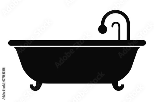 Bathtub black icon, baby bathtub silhouette art