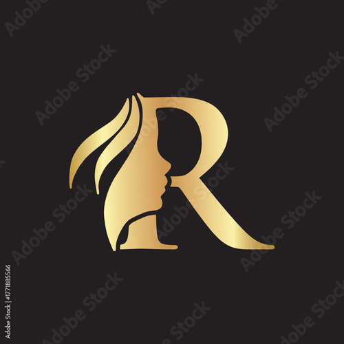 beauty monogram letter R logo design