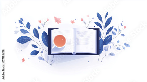 Cozy Reading Nook and Relaxation Concept Comfort Books and Tea in Peaceful Home Environment Illustration 