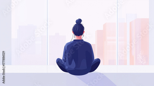 Mindfulness and Digital Meditation Concept Calm and Focused Mental Health Illustration 