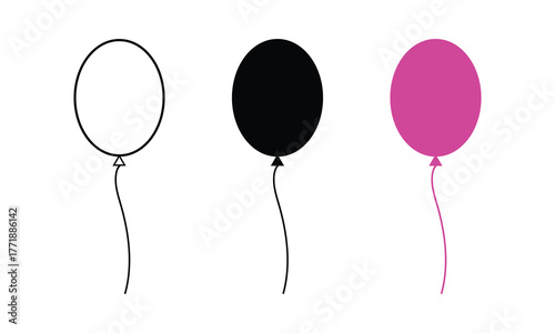 Oval Balloon Icon.  Minimal Party Decoration Vector on White Background